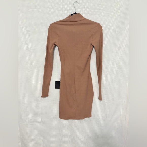 Lulus Sweet Season Tan Ribbed Mock Neck Bodycon Mini Dress Long Sleeve XS NWT - Picture 11 of 11